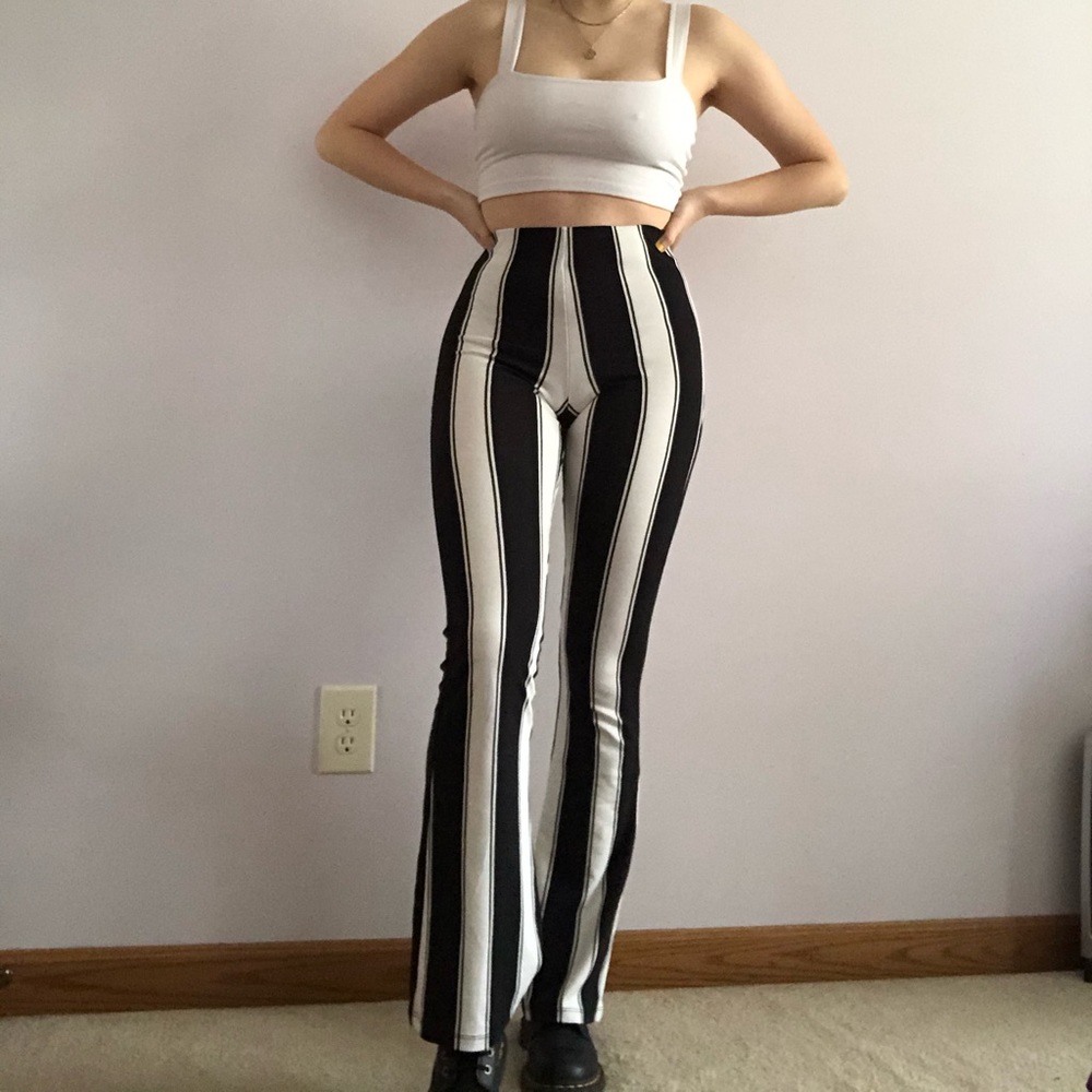 Striped flare stretchy pants